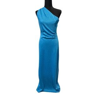 St. John One Shoulder Embellished Evening Gown with Shawl